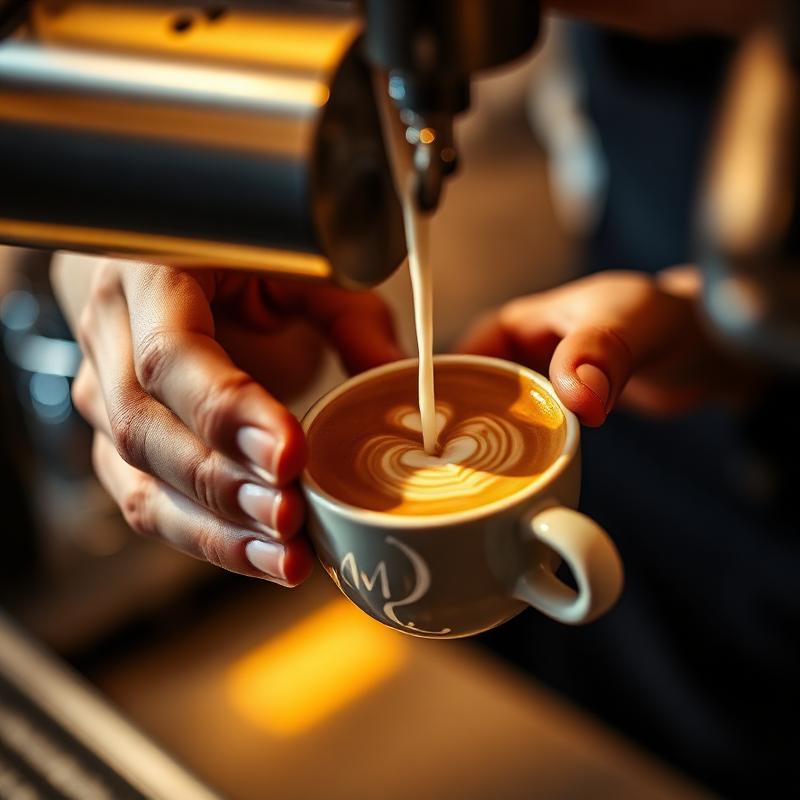 Barista pouring latte art