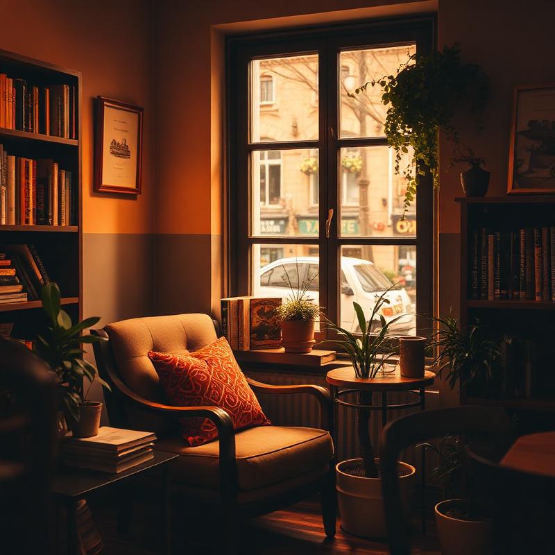 Cozy café reading corner